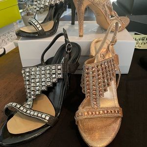 High heels sandals Rose Gold & Black